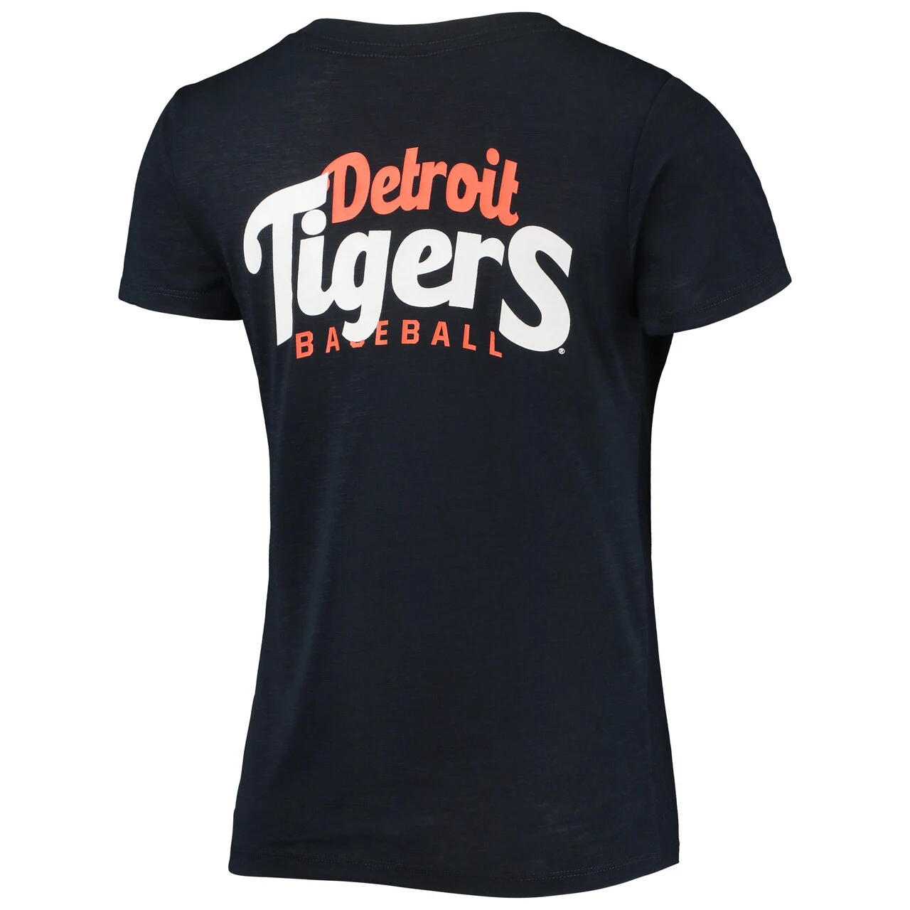 Women's Detroit Tigers New Era Navy 2-Hit Front Twist Burnout T-Shirt - Image 3
