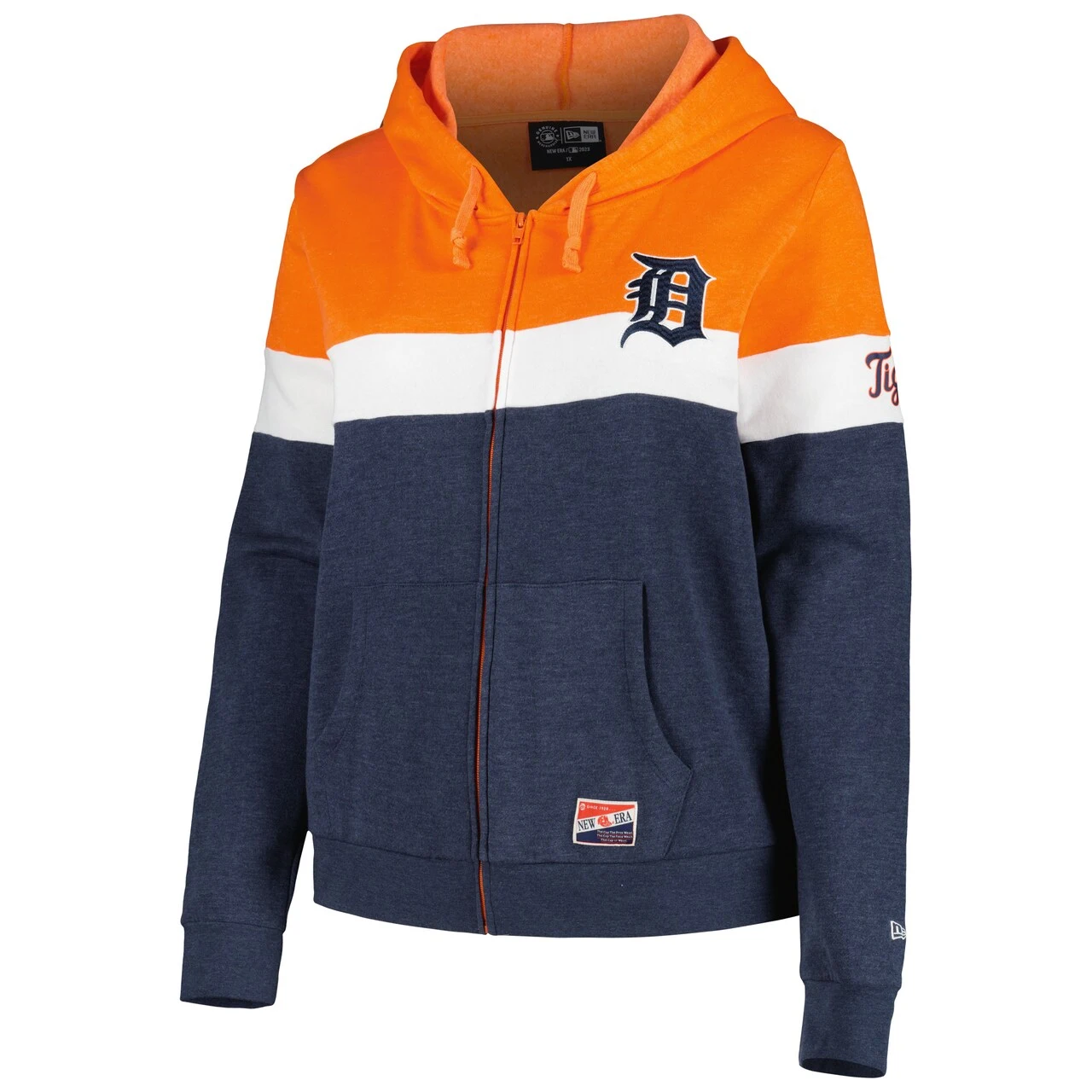 Women's Detroit Tigers New Era Navy Plus Size Color-Block Full-Zip Hoodie - Image 2