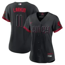 Women's Cincinnati Reds Barry Larkin Nike Black 2023 City Connect Replica Player Jersey