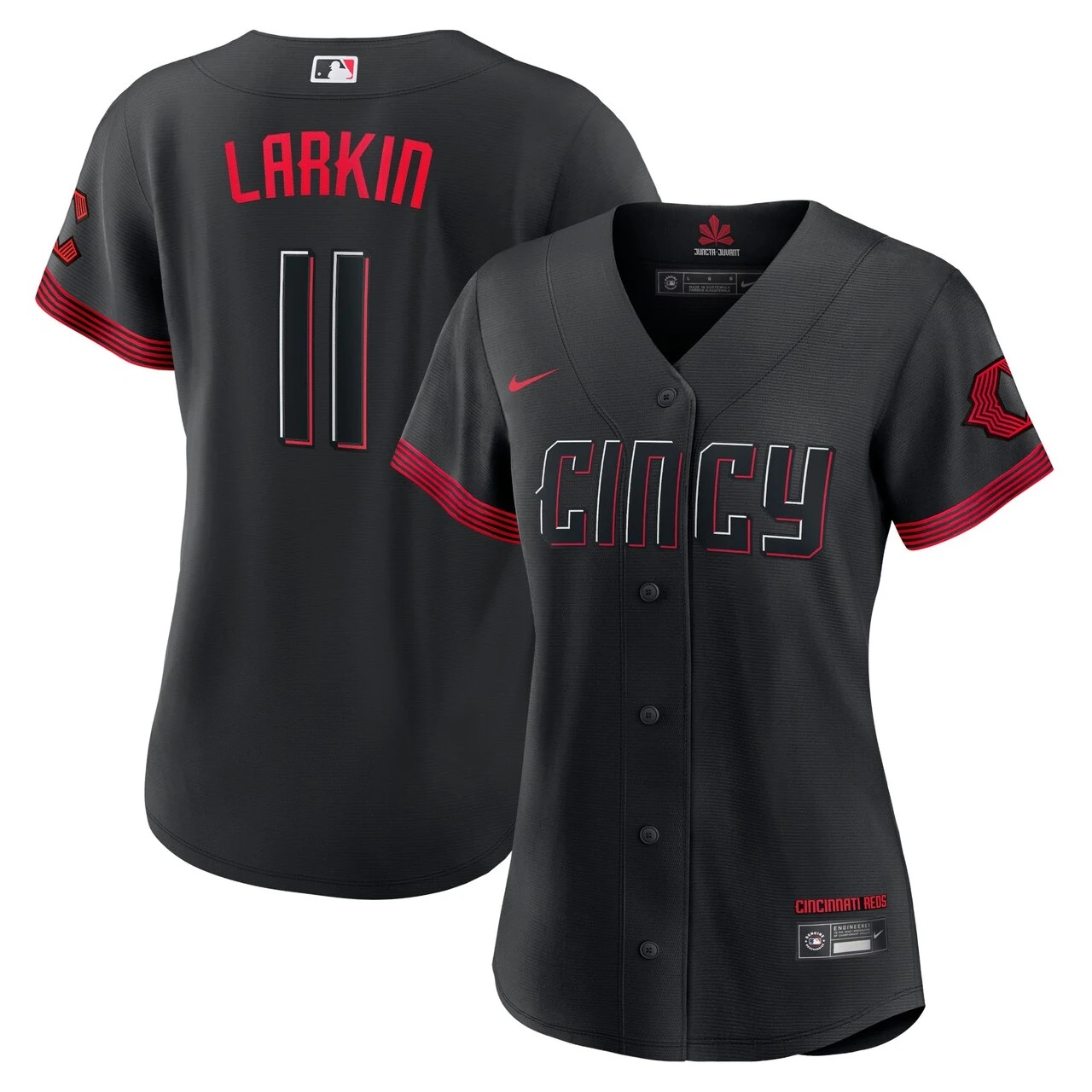 Women's Cincinnati Reds Barry Larkin Nike Black 2023 City Connect Replica Player Jersey