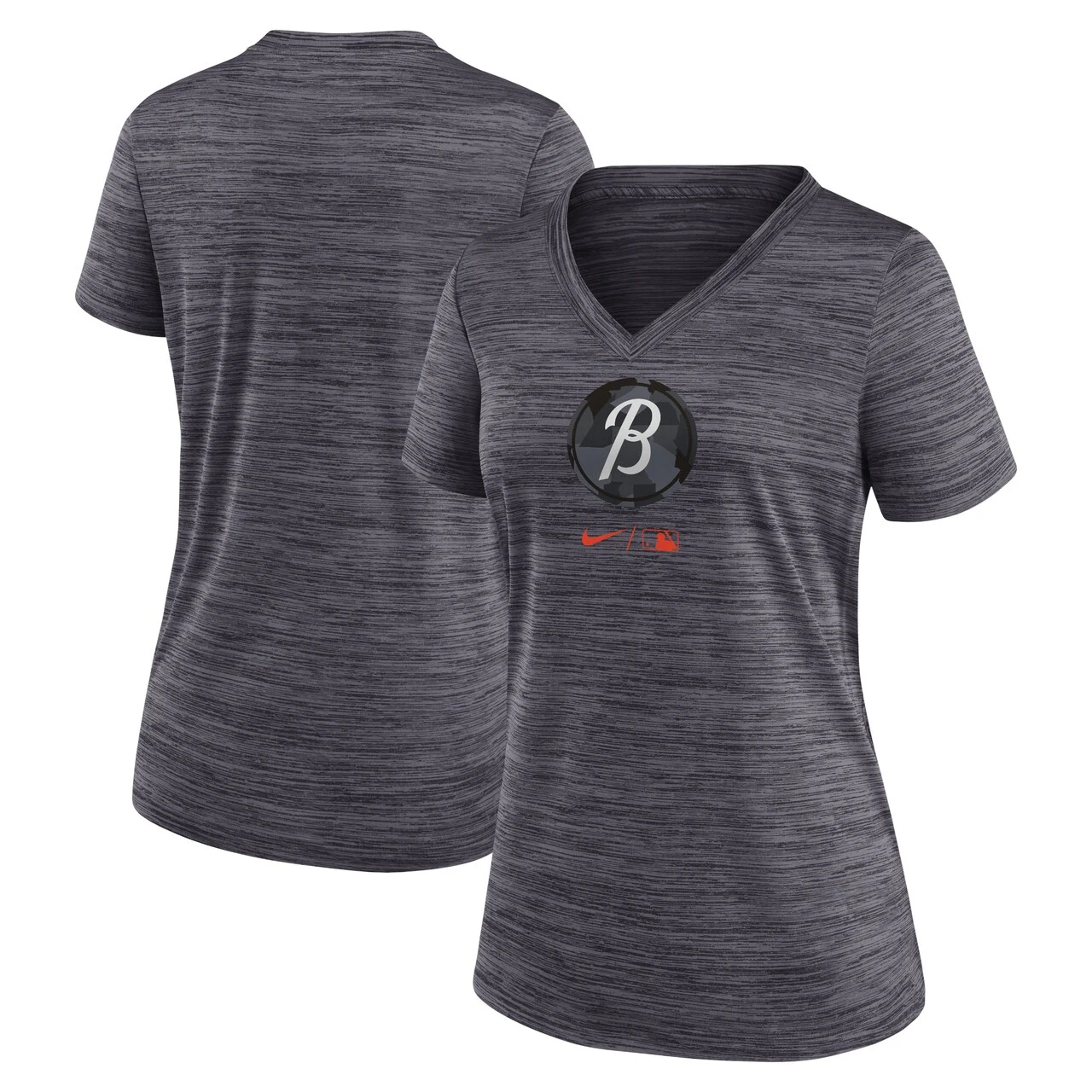 Women's Baltimore Orioles Nike Black 2023 City Connect Velocity Practice Performance V-Neck T-Shirt