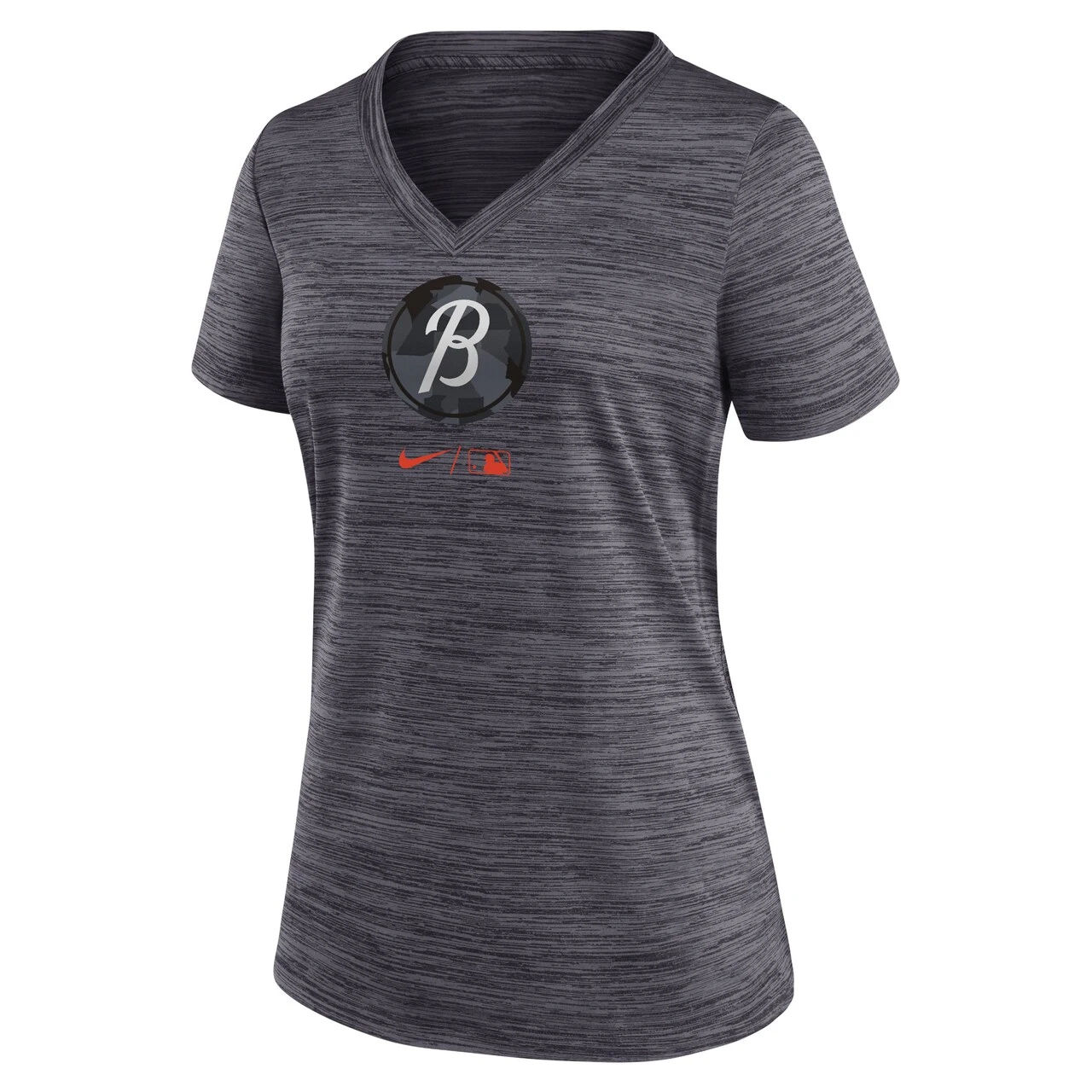 Women's Baltimore Orioles Nike Black 2023 City Connect Velocity Practice Performance V-Neck T-Shirt - Image 2