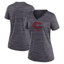 Women's Cincinnati Reds Nike Black 2023 City Connect Velocity Practice Performance V-Neck T-Shirt