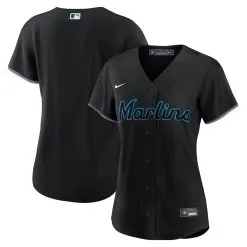 Women's Miami Marlins Nike Black Alternate Replica Team Jersey