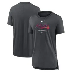 Women's Atlanta Braves Nike Heather Charcoal Authentic Collection Early Work Tri-Blend T-Shirt
