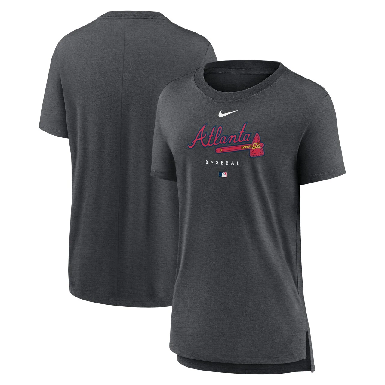 Women's Atlanta Braves Nike Heather Charcoal Authentic Collection Early Work Tri-Blend T-Shirt
