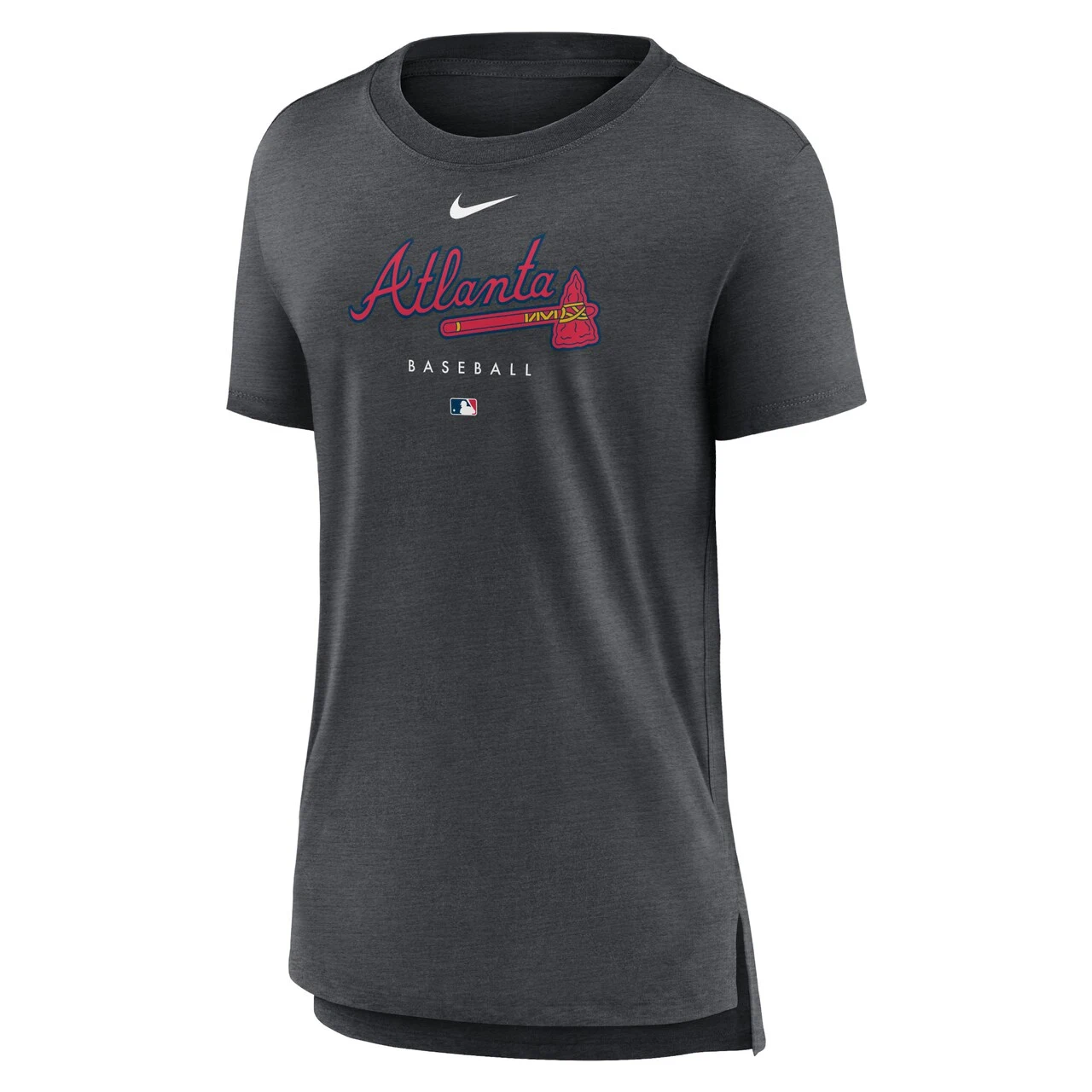 Women's Atlanta Braves Nike Heather Charcoal Authentic Collection Early Work Tri-Blend T-Shirt - Image 2