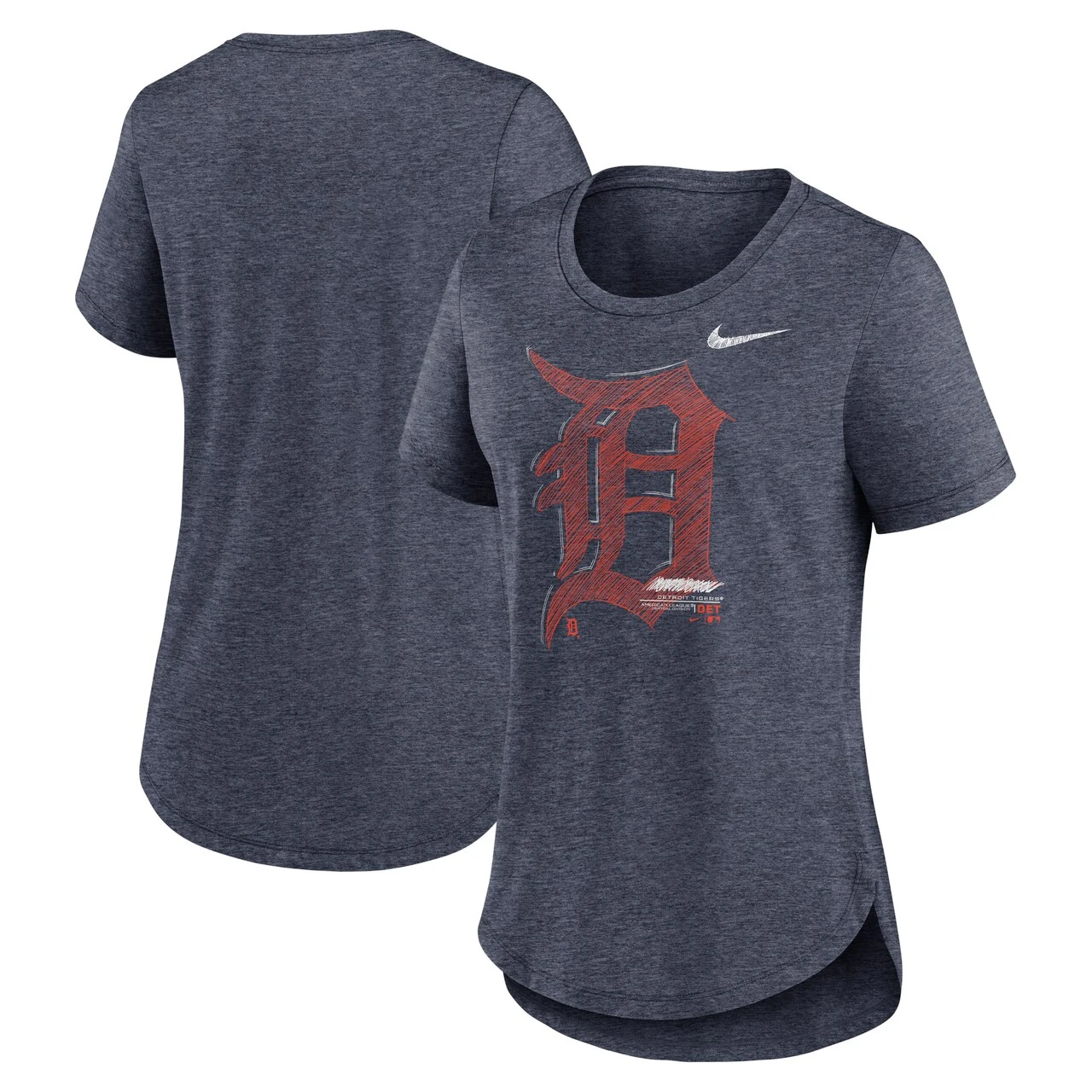 Women's Detroit Tigers Nike Heather Navy Touch Tri-Blend T-Shirt