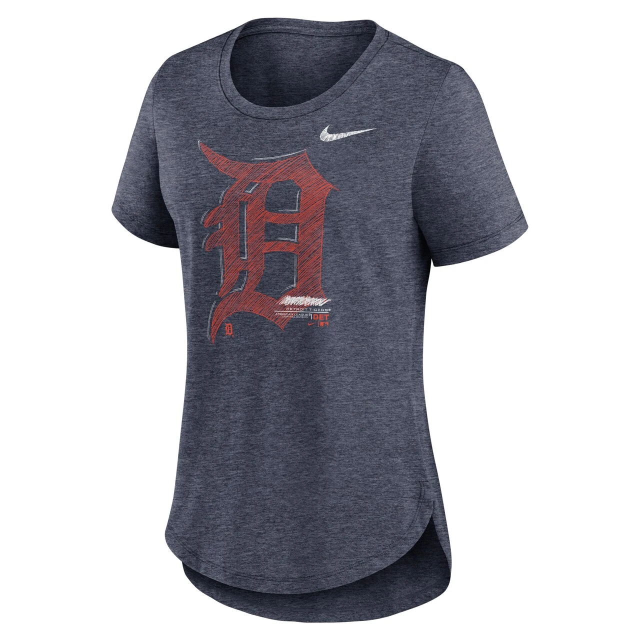Women's Detroit Tigers Nike Heather Navy Touch Tri-Blend T-Shirt - Image 2