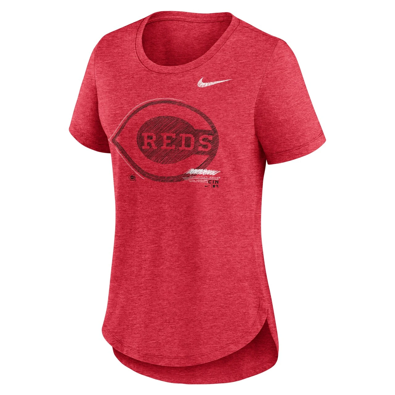 Women's Cincinnati Reds Nike Heather Red Touch Tri-Blend T-Shirt - Image 2