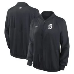 Women's Detroit Tigers Nike Navy Authentic Collection Team Raglan Performance Full-Zip Jacket