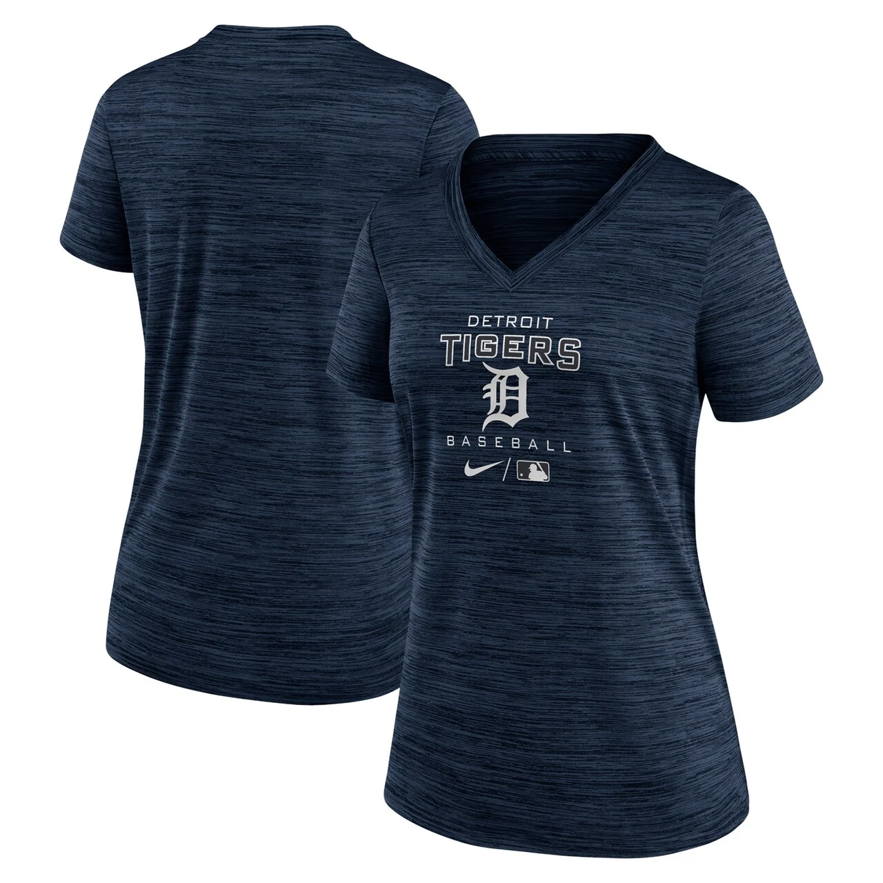 Women's Detroit Tigers Nike Navy Authentic Collection Velocity Performance V-Neck T-Shirt