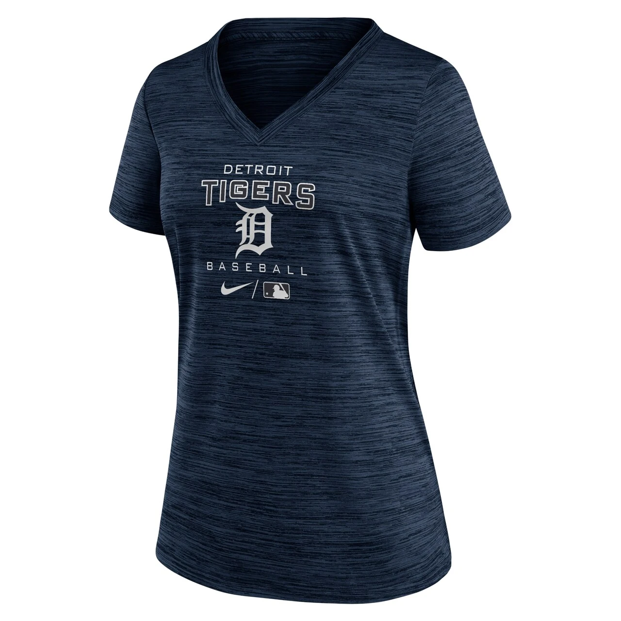 Women's Detroit Tigers Nike Navy Authentic Collection Velocity Performance V-Neck T-Shirt - Image 2