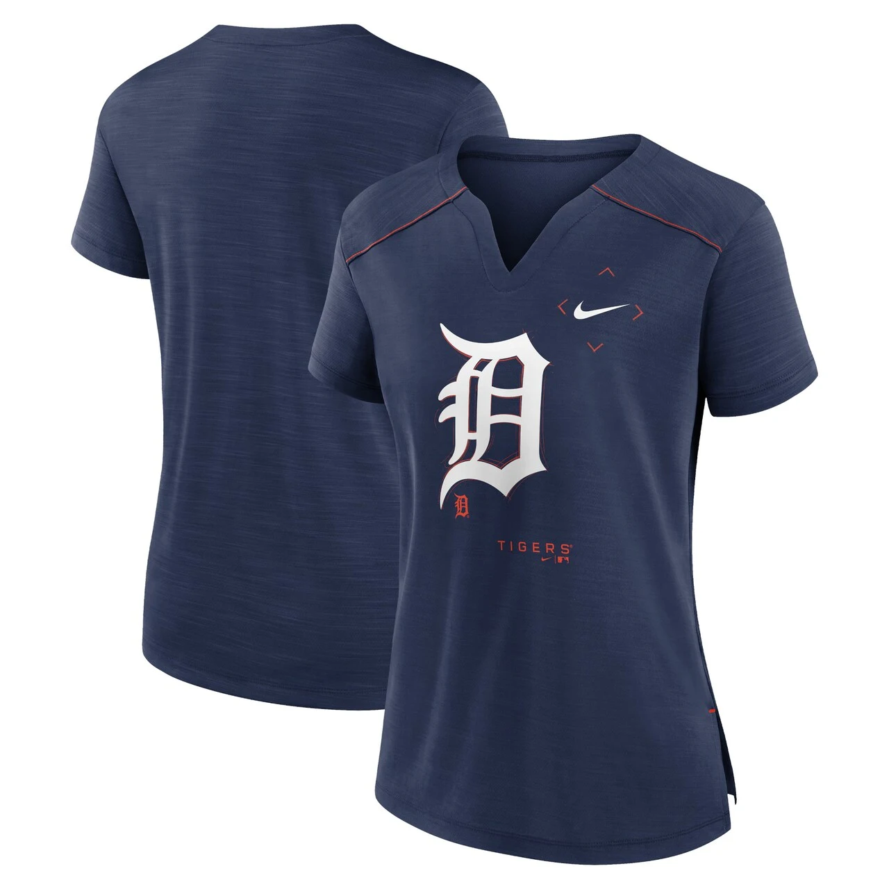 Women's Detroit Tigers Nike Navy Pure Pride Boxy Performance Notch Neck T-Shirt