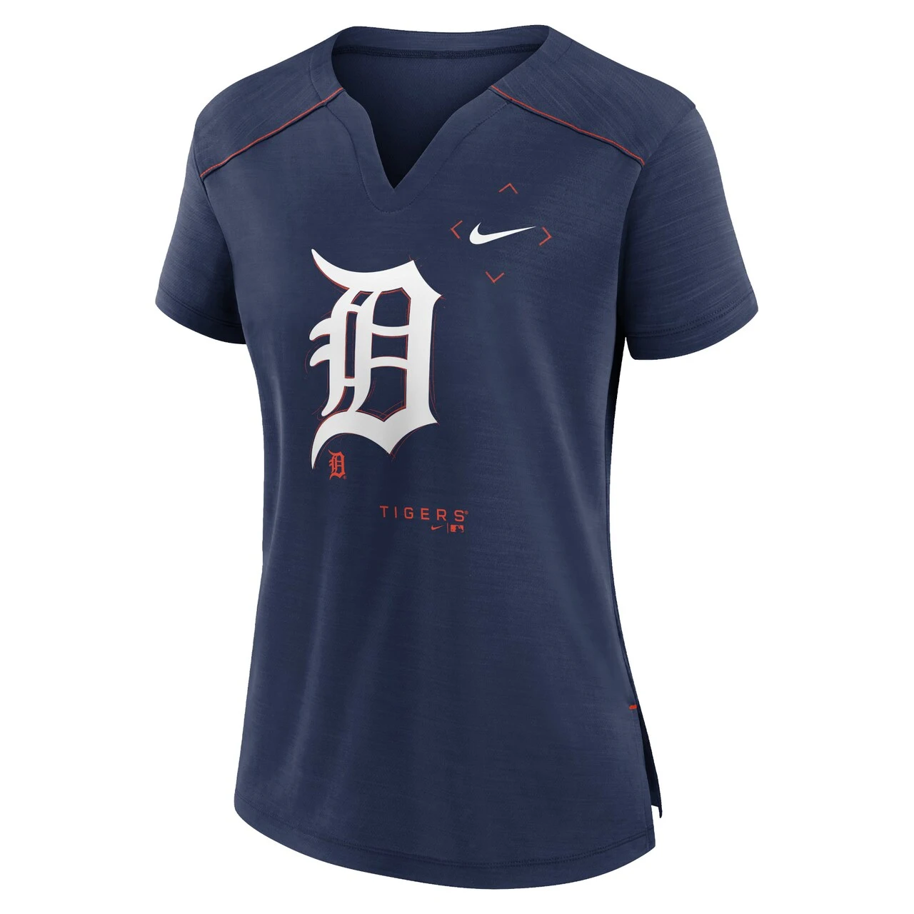 Women's Detroit Tigers Nike Navy Pure Pride Boxy Performance Notch Neck T-Shirt - Image 2
