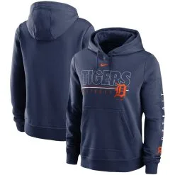 Women's Detroit Tigers Nike Navy Team Outline Club Pullover Hoodie
