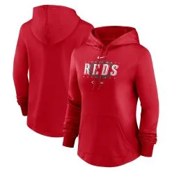 Women's Cincinnati Reds Nike Red Authentic Collection Pregame Performance Pullover Hoodie