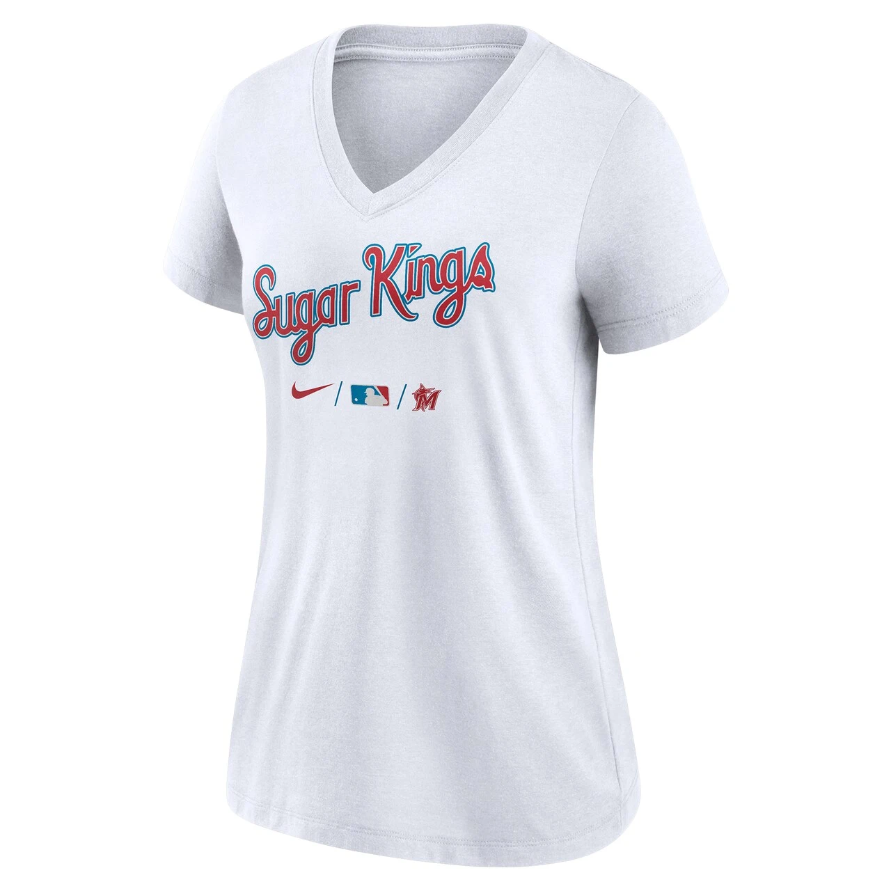 Women's Miami Marlins Nike White City Connect Tri-Blend V-Neck T-Shirt - Image 2