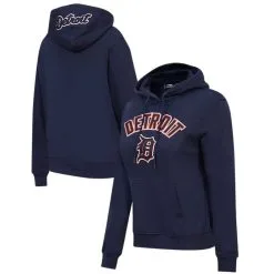 Women's Detroit Tigers Pro Standard Navy Classic Fleece Pullover Hoodie