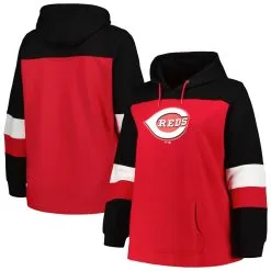 Profile Women's Cincinnati Reds Red Plus Size Colorblock Pullover Hoodie