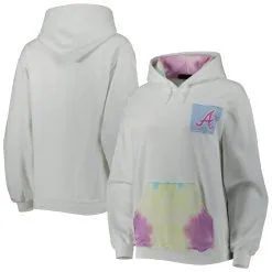 Women's Atlanta Braves Refried Apparel White Tie-Dye Pullover Hoodie