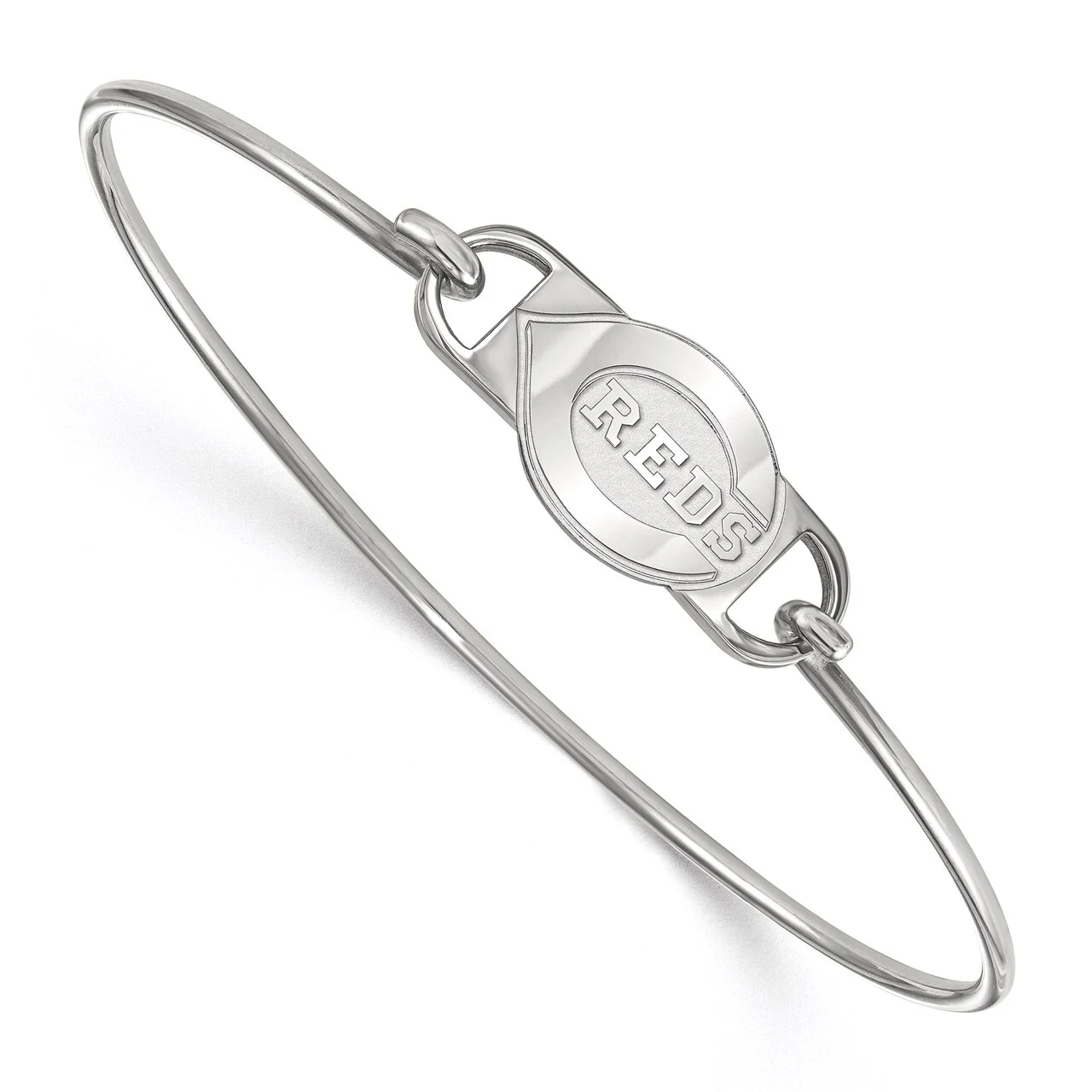 LogoArt Women's Cincinnati Reds Silver Logo Bangle Bracelet