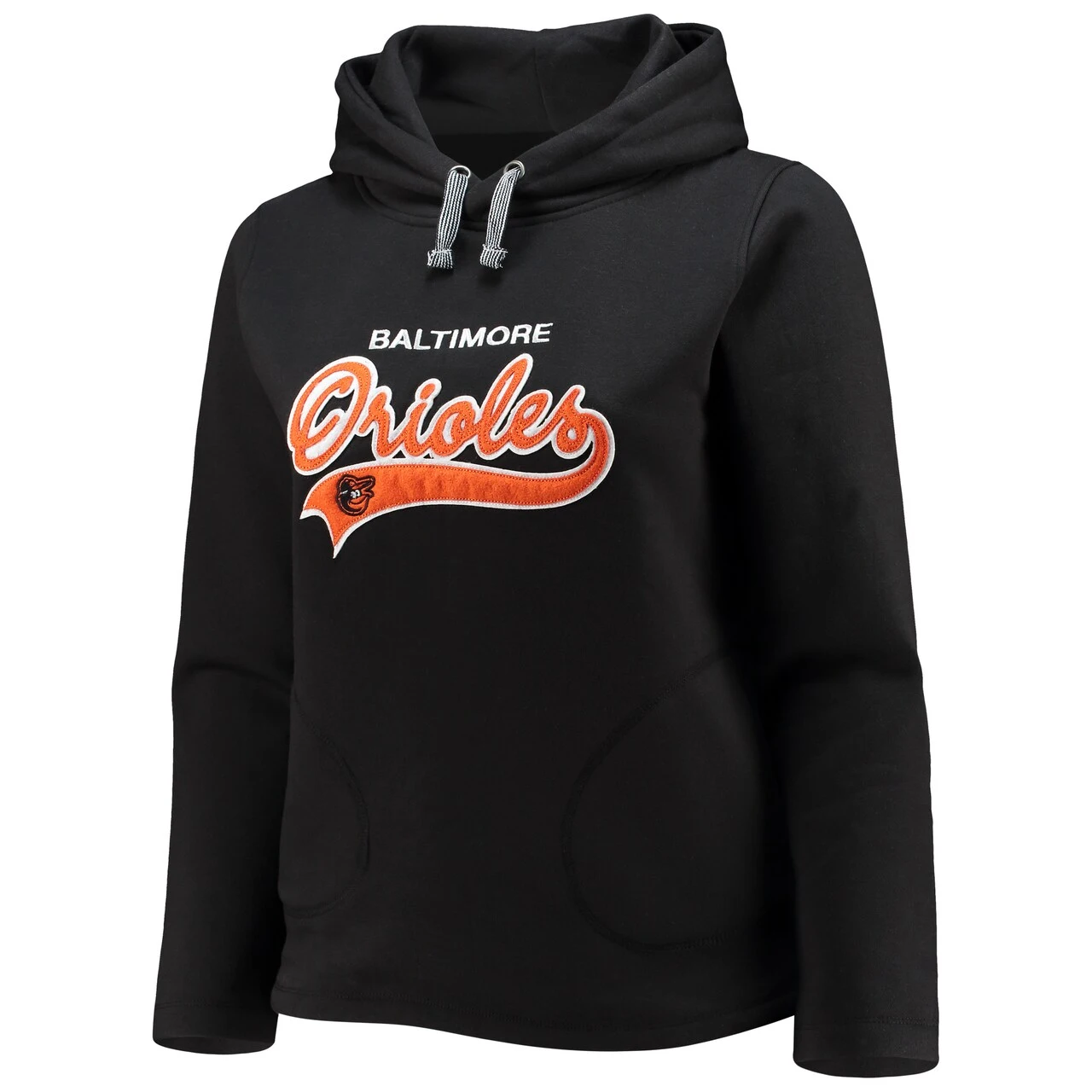 Women's Baltimore Orioles Soft As A Grape Black Plus Size Side Split Pullover Hoodie - Image 2
