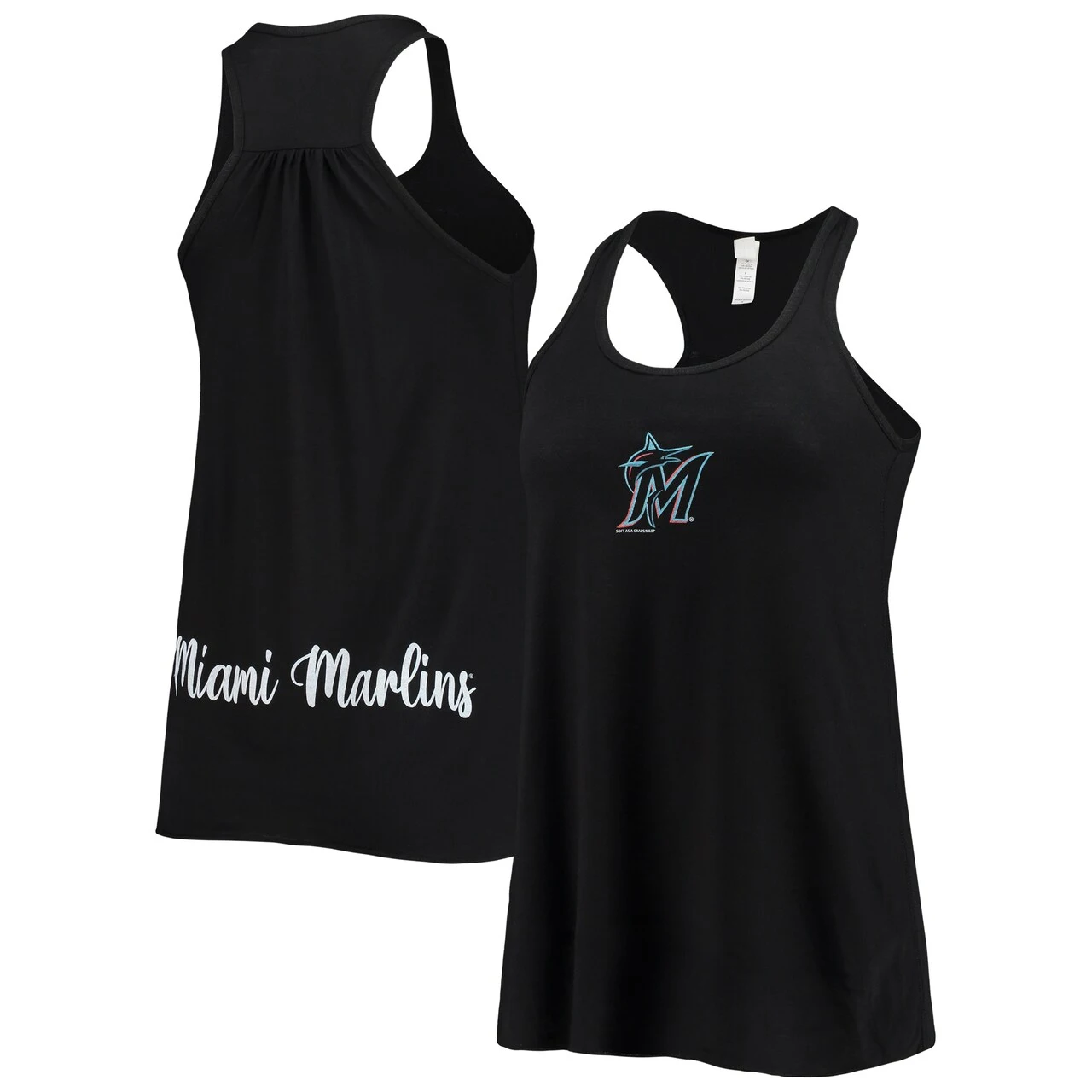 Women's Miami Marlins Soft As A Grape Black Front & Back Tank Top