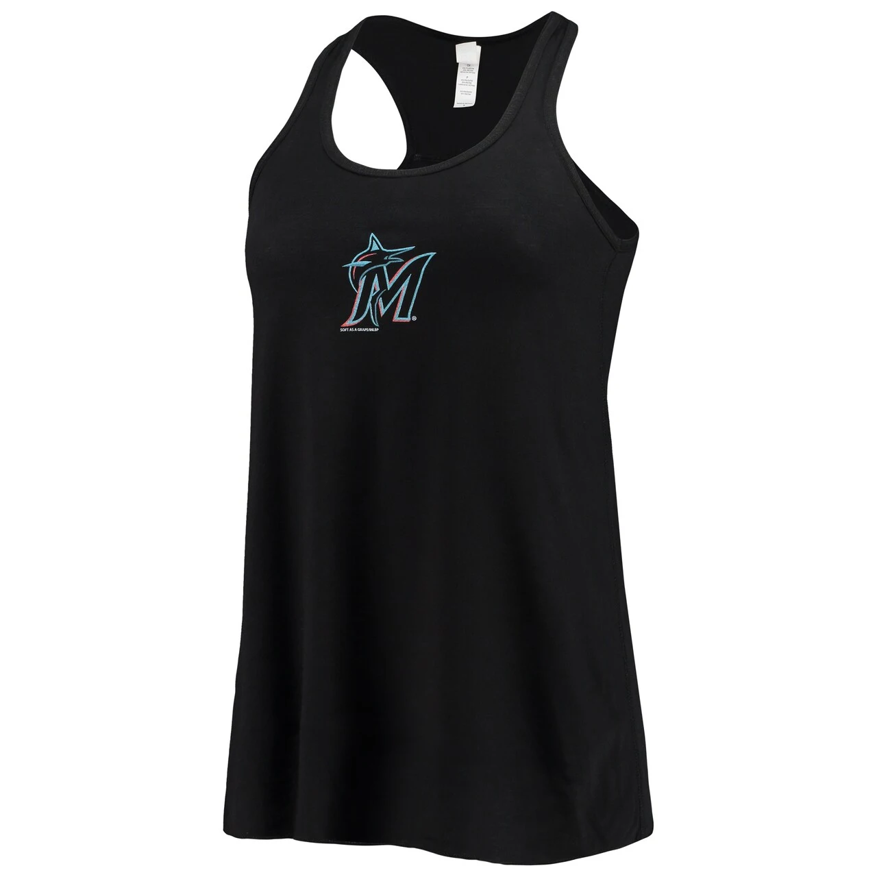 Women's Miami Marlins Soft As A Grape Black Front & Back Tank Top - Image 2