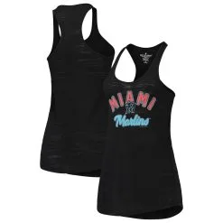 Women's Miami Marlins Soft As A Grape Black Multi-Count Tri-Blend Tank Top