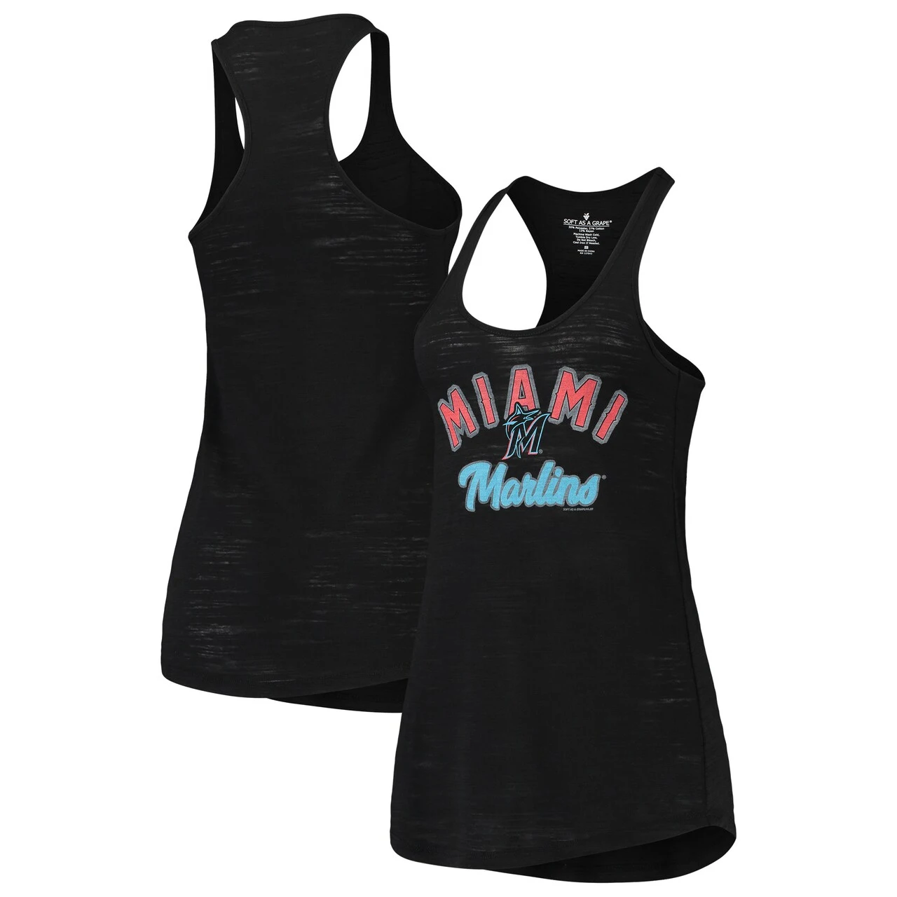 Women's Miami Marlins Soft As A Grape Black Multi-Count Tri-Blend Tank Top