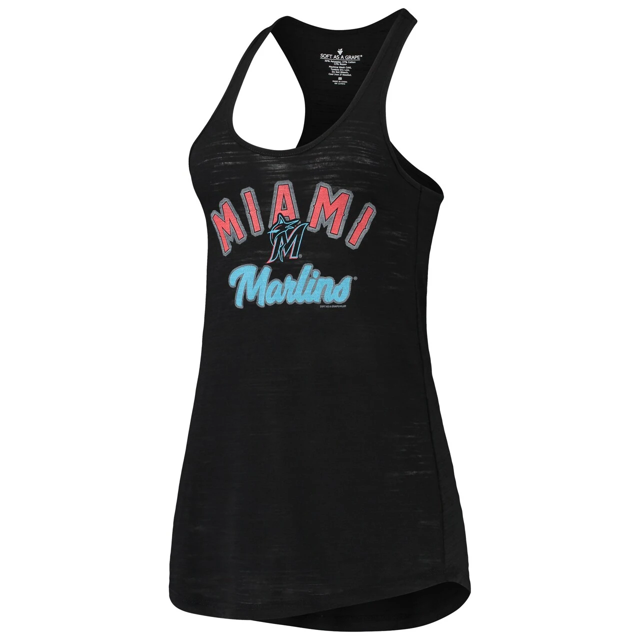 Women's Miami Marlins Soft As A Grape Black Multi-Count Tri-Blend Tank Top - Image 2