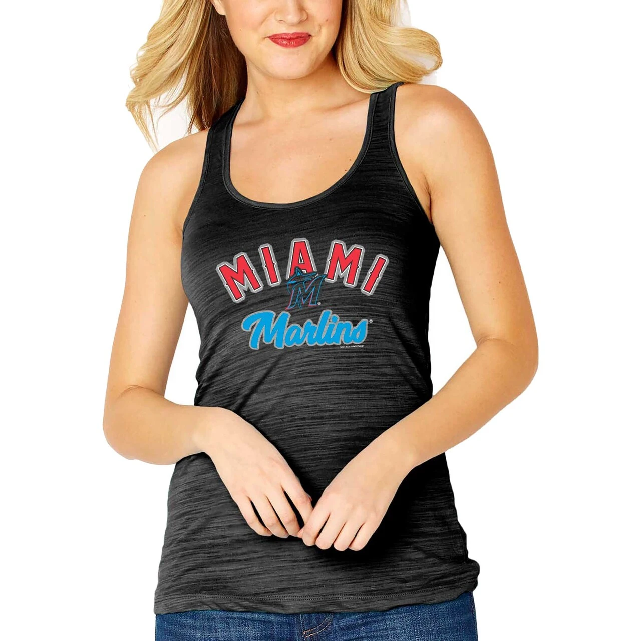 Women's Miami Marlins Soft As A Grape Black Multi-Count Tri-Blend Tank Top - Image 4
