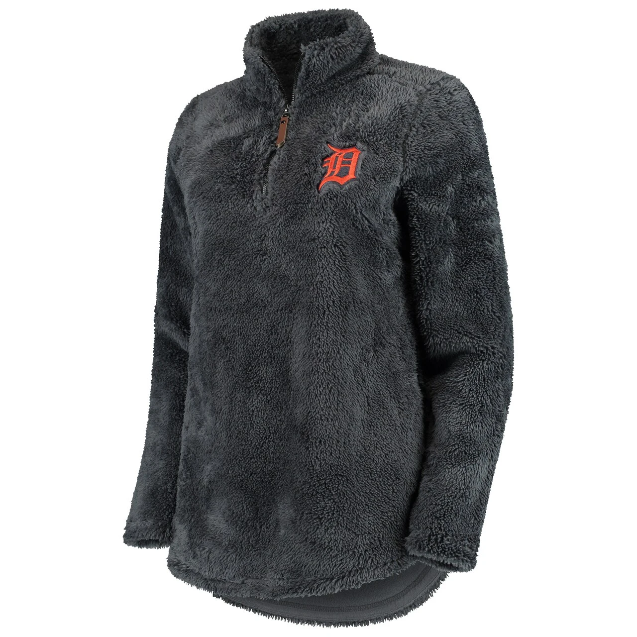 Women's Detroit Tigers Soft As A Grape Charcoal Sherpa Quarter-Zip Pullover Sweatshirt - Image 2
