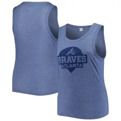Women's Atlanta Braves Soft As A Grape Navy Plus Size High Neck Tri-Blend Tank Top