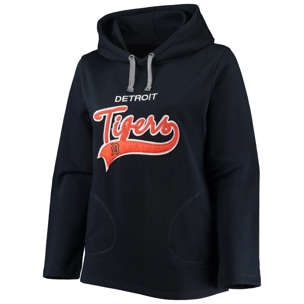Women's Detroit Tigers Soft As A Grape Navy Plus Size Side Split Pullover Hoodie - Image 2