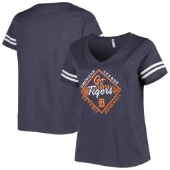 Women's Detroit Tigers Soft As A Grape Navy Plus Size V-Neck Jersey T-Shirt