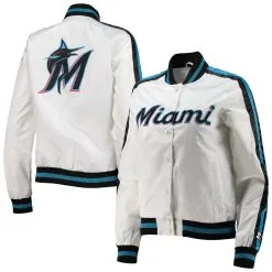 Women's Miami Marlins Starter White Hometown Satin Full-Snap Jacket