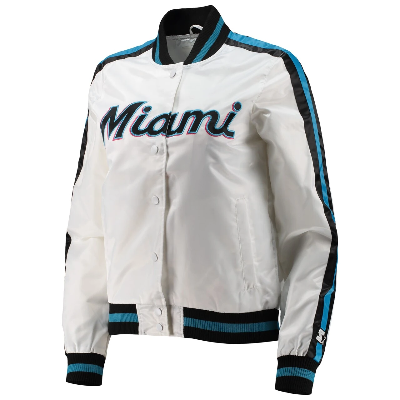 Women's Miami Marlins Starter White Hometown Satin Full-Snap Jacket - Image 2