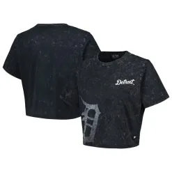 Women's Detroit Tigers The Wild Collective Black Cropped T-Shirt