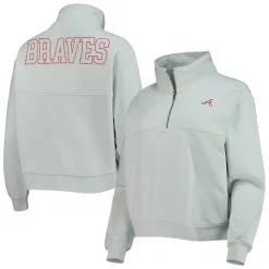 Women's Atlanta Braves The Wild Collective Light Blue Two-Hit Quarter-Zip Pullover Top