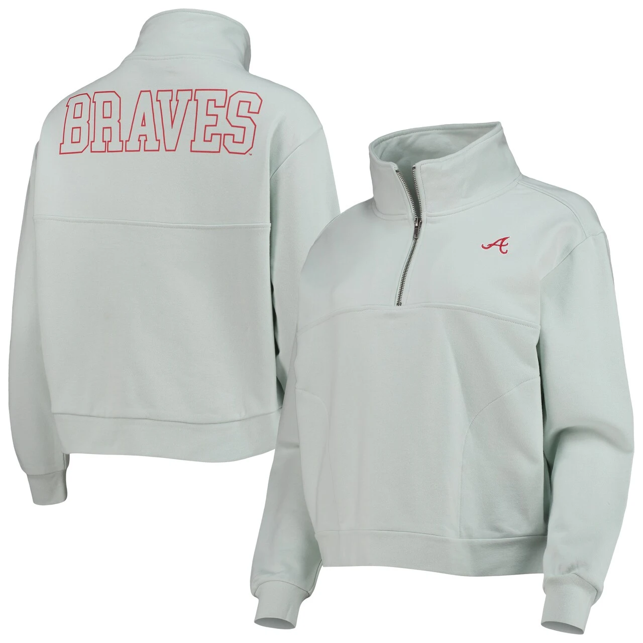 Women's Atlanta Braves The Wild Collective Light Blue Two-Hit Quarter-Zip Pullover Top