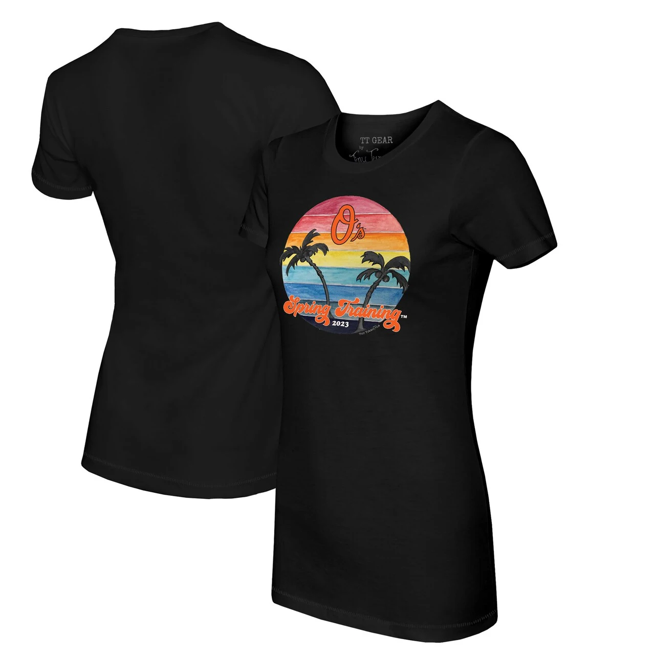 Women's Baltimore Orioles Tiny Turnip Black 2023 Spring Training T-Shirt
