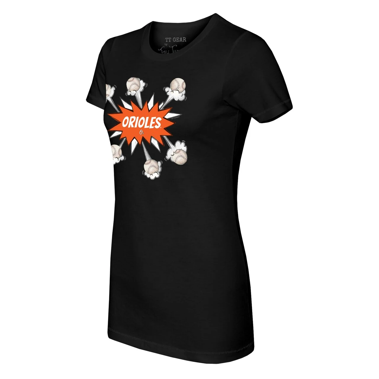 Women's Baltimore Orioles Tiny Turnip Black Baseball Pow T-Shirt - Image 2