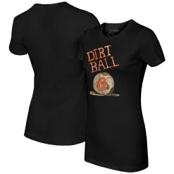 Women's Baltimore Orioles Tiny Turnip Black Dirt Ball T-Shirt