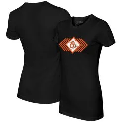 Women's Baltimore Orioles Tiny Turnip Black Prism Arrows T-Shirt