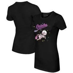 Women's Baltimore Orioles Tiny Turnip Black Space Unicorn T-Shirt