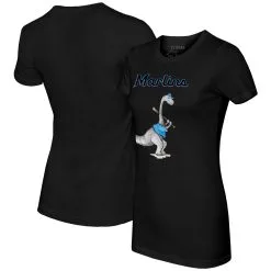 Women's Miami Marlins Tiny Turnip Black Bronto T-Shirt