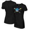 Women's Miami Marlins Tiny Turnip Black Hat Crossbats T-Shirt