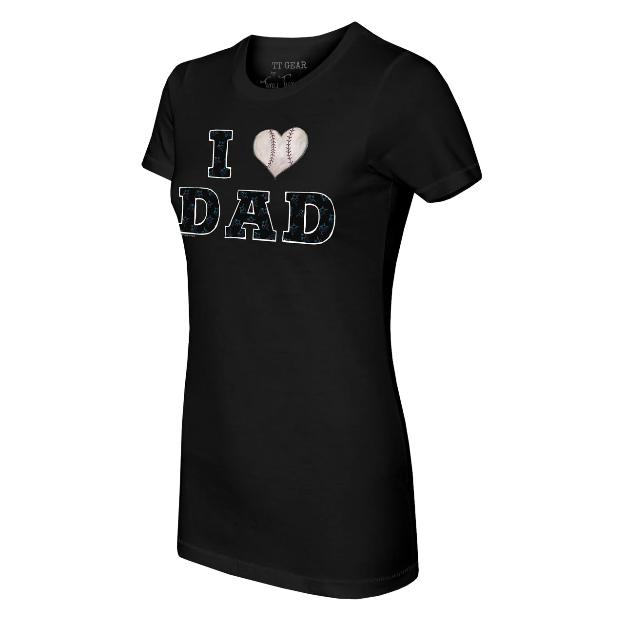 Women's Miami Marlins Tiny Turnip Black I Love Dad T-Shirt - Image 2